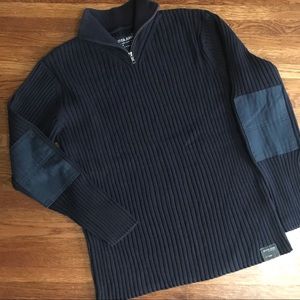 vintage Nautica sweater elbow patches L Y2K navy